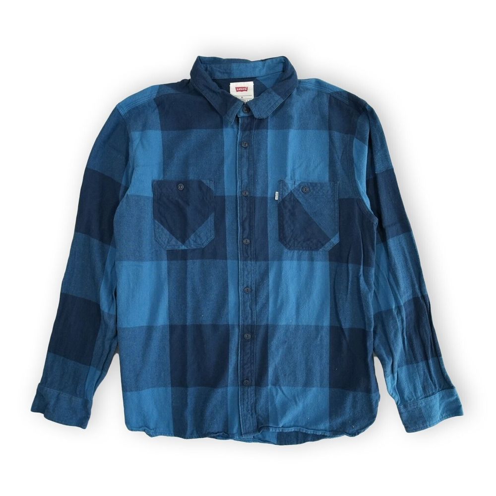 Levi's Men's XL Flannel Color Block Long Sleeve Button Down 2 Chest Pockets
